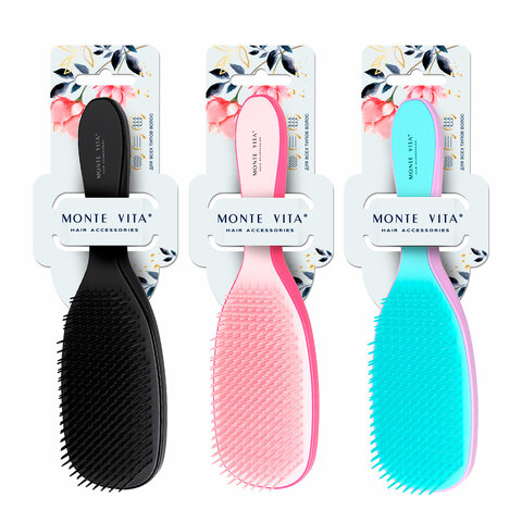 Расческа для волос массажная 23х6,5 см, цвета АССОРТИ MONTE VITA, 457414