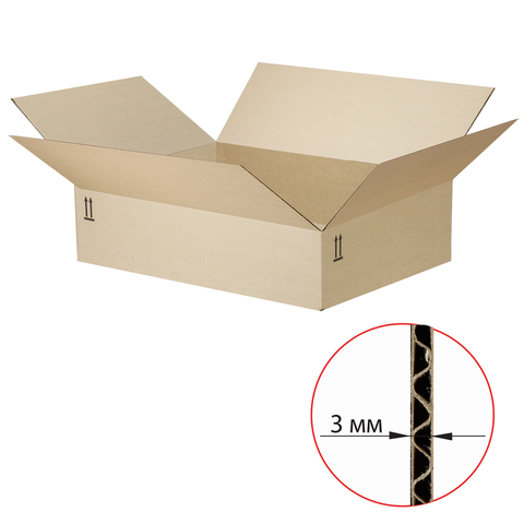 Гофроящик, длина 500 х ширина 370 х высота 120 мм, марка Т22, профиль В, FEFCO 0202 / ГОСТ, исполнен