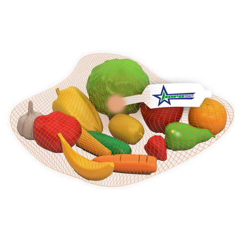 Набор игрушечный "Фрукты и Овощи", пластиковый, 13 предметов, НОРДПЛАСТ, 437