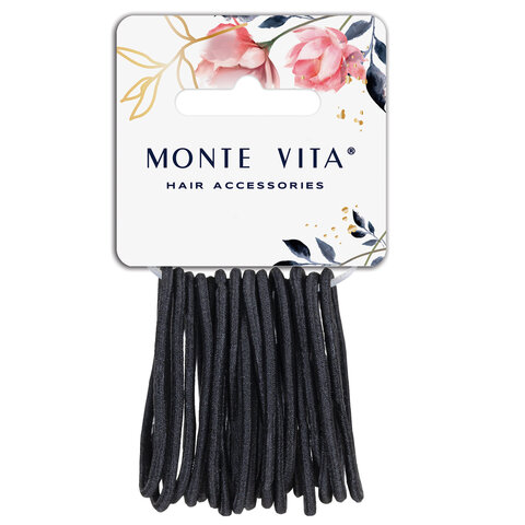 Резинки для волос НАБОР 20 шт., 0,45х14 см, чёрный, MONTE VITA, 457039