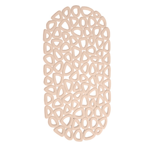 Коврик для ванны противоскользящий 68х37см, "Треугольники", овальный, бежевый, ПВХ, PRIMILA, 700380