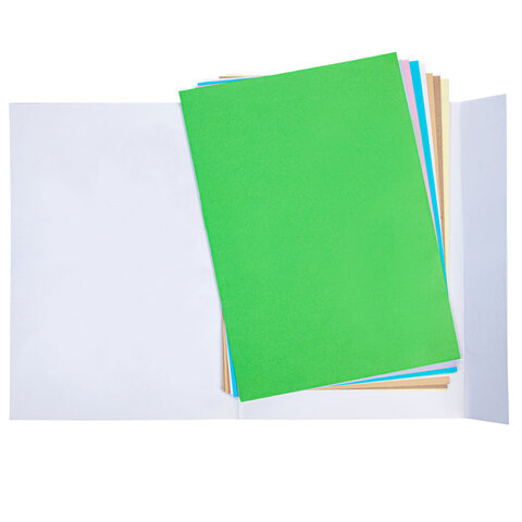 Цветная бумага А4 2-сторонняя мелованная, 10 листов, 10 цветов скоба HATBER ECO, 210х295 мм, "Джунгл