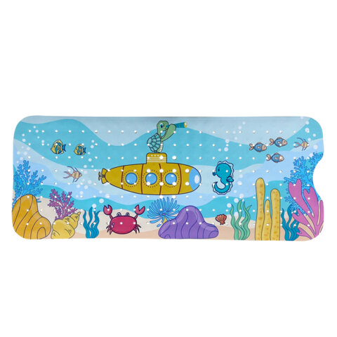 Коврик для ванны противоскользящий 100х40см с рисунком "Батискаф", ПВХ, присоски, PRIMILA, 700378