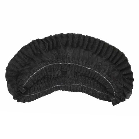 Шапочка "Шарлотта" черная, КОМПЛЕКТ 100 шт., спанбонд 10 г/м2, МЕДСЕРВИС