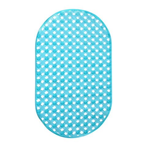 Коврик для ванны противоскользящий 69х39см, "Ротанг", овальный, голубой, ПВХ, PRIMILA, 700384