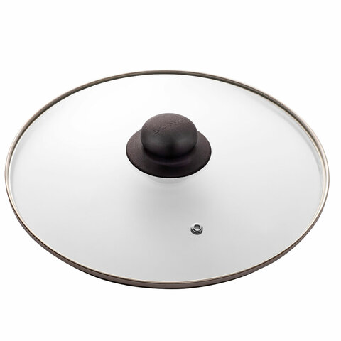 Крышка стеклянная 24 см с пароотводом, жаропрочное стекло, нержавеющая сталь ободка, SCOVO "Classic"