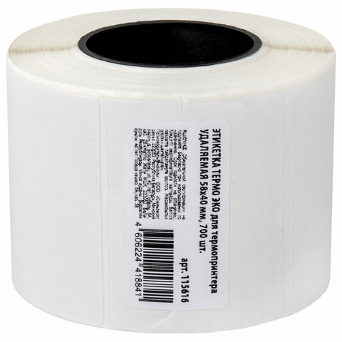 Этикетка ТермоЭко (58х40 мм), 700 этикеток в ролике, УДАЛЯЕМЫЙ КЛЕЙ, светостойкость до 2 месяцев, 11