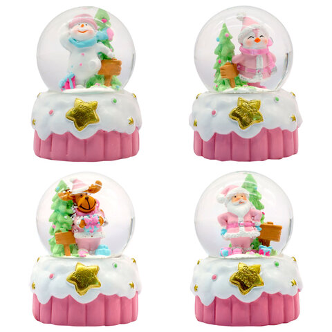 Снежный шар "Sweet Xmas" d45мм, полистоун/стекло, 4 дизайна ассорти, ЗОЛОТАЯ СКАЗКА, 592596