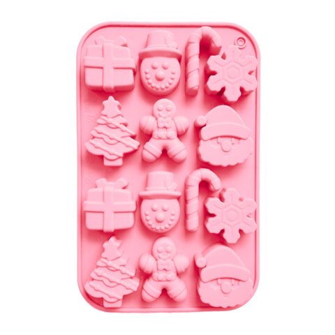 Форма для выпечки новогодняя 21х13см "Xmas Sweets", силикон, 14 ячеек, рецепт, ЗОЛОТАЯ СКАЗКА, 59247