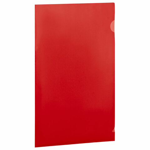 Папка-уголок жесткая прозрачная А4 BRAUBERG UNIVERSAL, красная, 0,15 мм, 273052