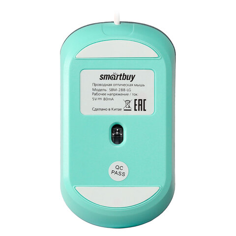 Мышь проводная бесшумная SMARTBUY 288-K, USB, 3 кнопки+1 колесо, оптическая, зеленая 06826, SBM-288-