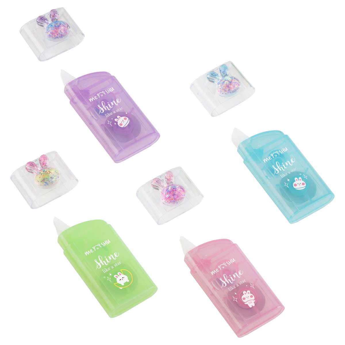 Корректирующая лента MESHU "Shiny Bunny", 5мм*6м, блистер, европодвес, ассорти