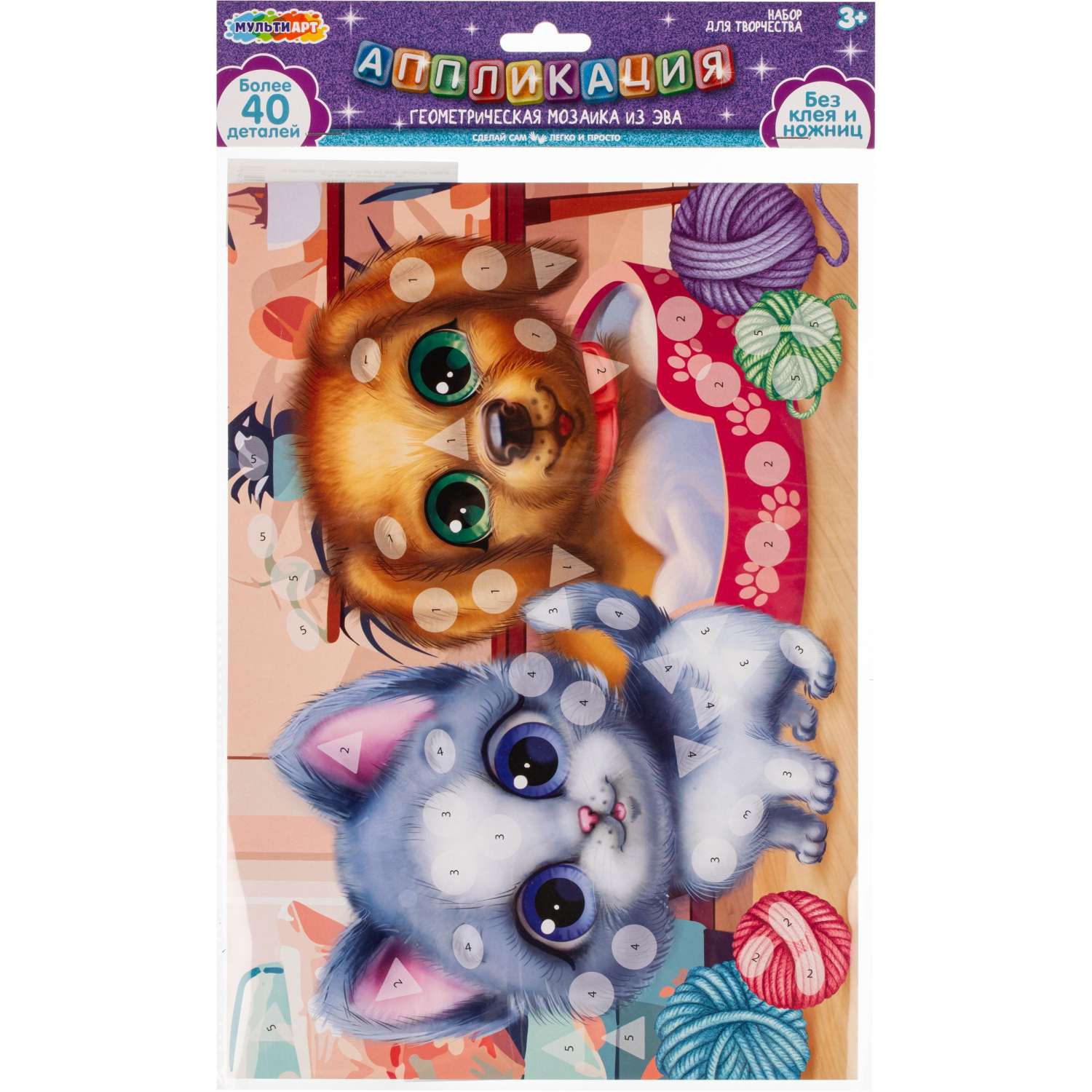 Аппликация 21х30 см котик и песик МУЛЬТИ АРТ EVAGEO-112386