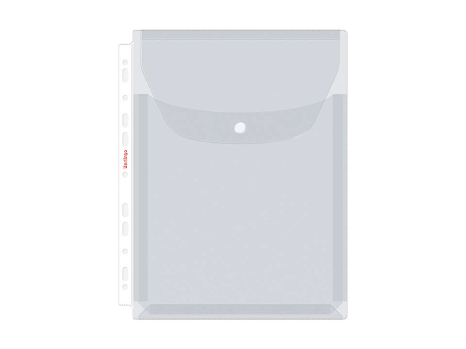 Папка-вкладыш с перфорацией на кнопке Berlingo, А4, ПВХ, 180мкм, глянцевая, расширяющаяся до 250л. Н