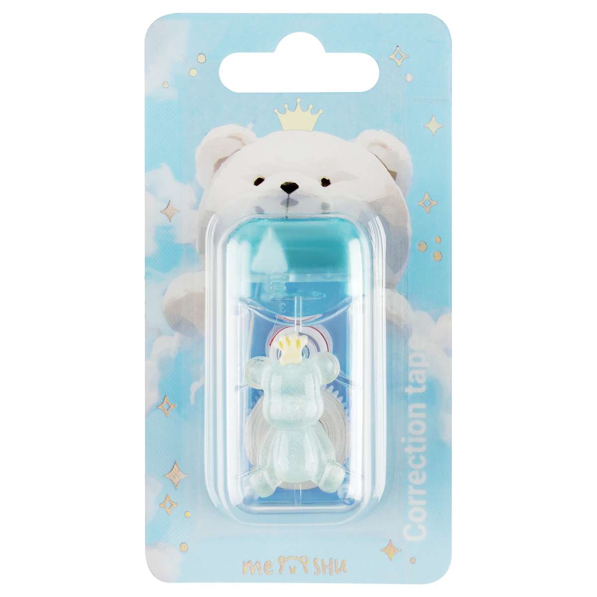 Корректирующая лента MESHU "Bear queen", 6мм*5м, блистер, европодвес, голубой