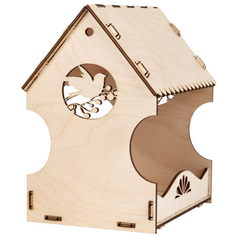 Конструктор, Кормушка для птиц сборная модель "Рябинка" 20*17*13 см, фанера, BAMBOX, 666180