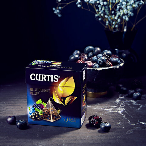 Чай CURTIS "Blue Berries Blues" черный со вкусом черной смородины, 20 пирамидок по 1,, 102205