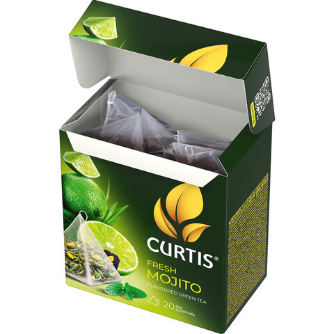Чай CURTIS "Fresh Mojito" зеленый, 20 пирамидок по 1,7 г, ш/к 58481, 102210