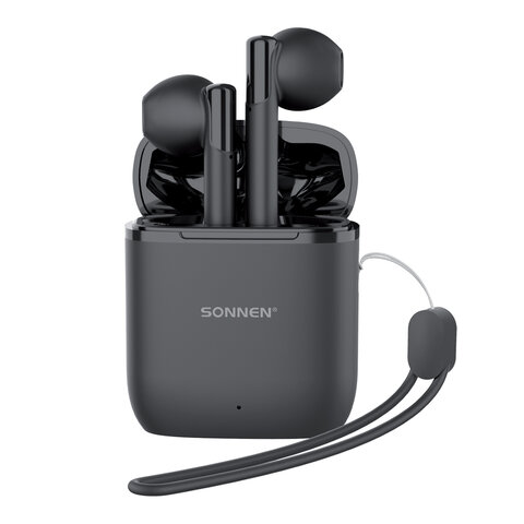 Наушники беспроводные TWS вкладыши с микрофоном, SONNEN EP-BH10B, bluetooth 5.3, черные, 514122
