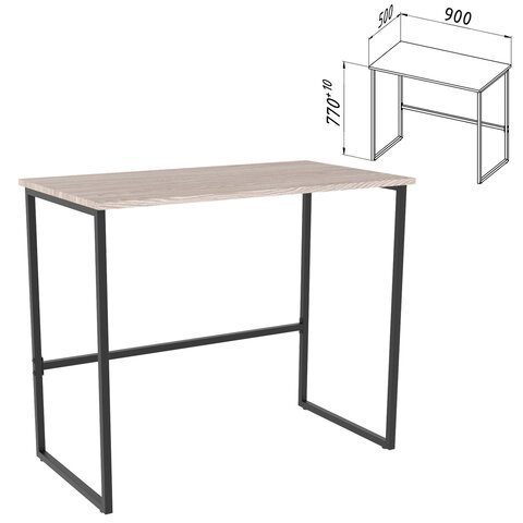 Стол BRABIX "SMART CD-020", 900х500х770 мм, ЛОФТ, металл/ЛДСП ясень шимо светлый, каркас черный, 641