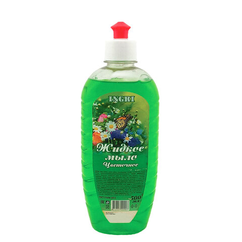 (СКОРО ПРИДЕТ) Мыло жидкое 500 мл INGRI "ЦВЕТОЧНОЕ", пуш-пул, МИНПРОМТОРГ