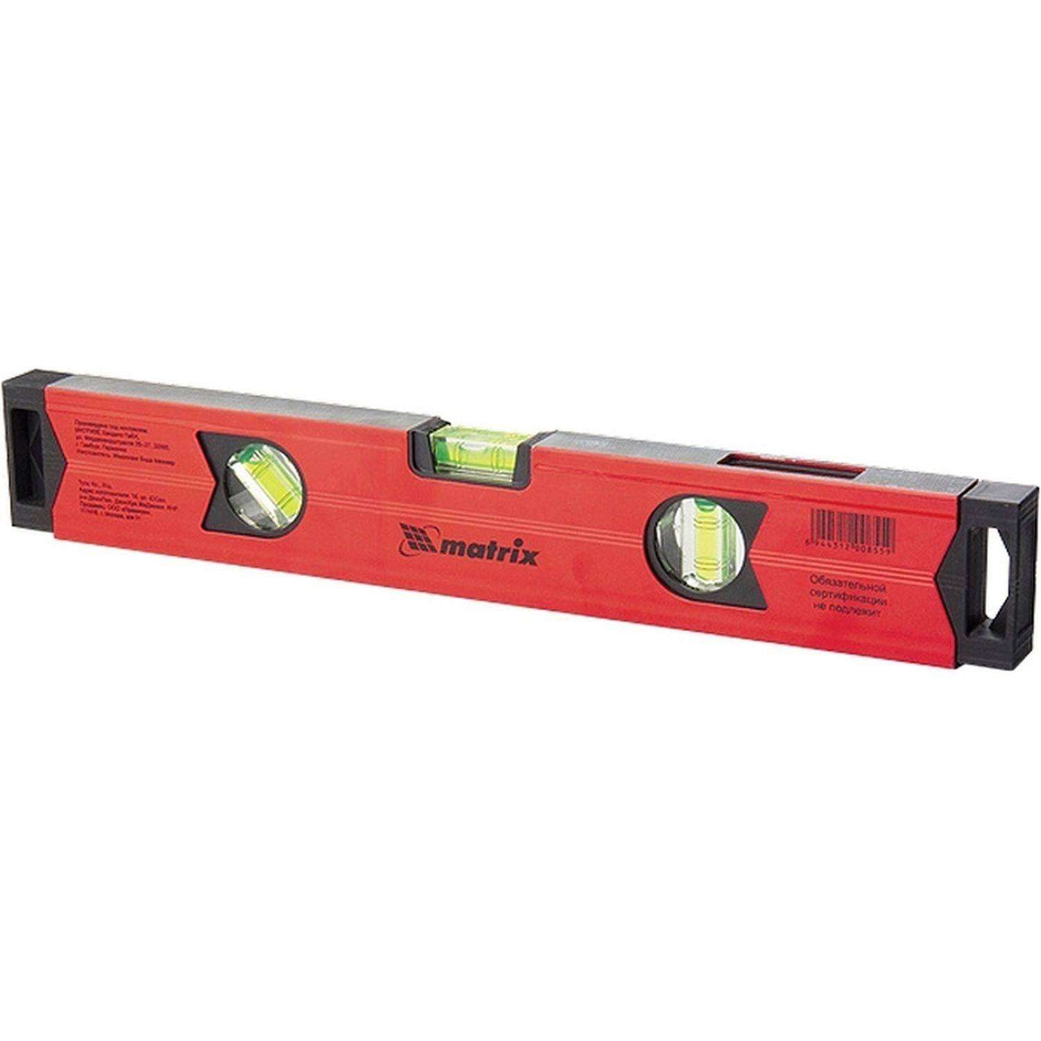 Уровень алюминиевый  усиленный Matrix магнитный, 800 мм, 3 глазка (34708)