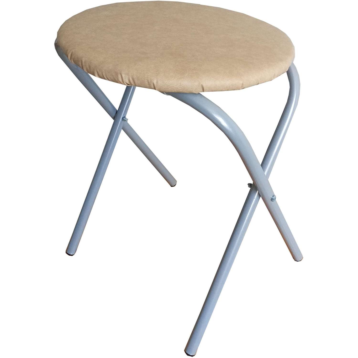 Табурет складной металлический круглый (титан-бежевый) 1435