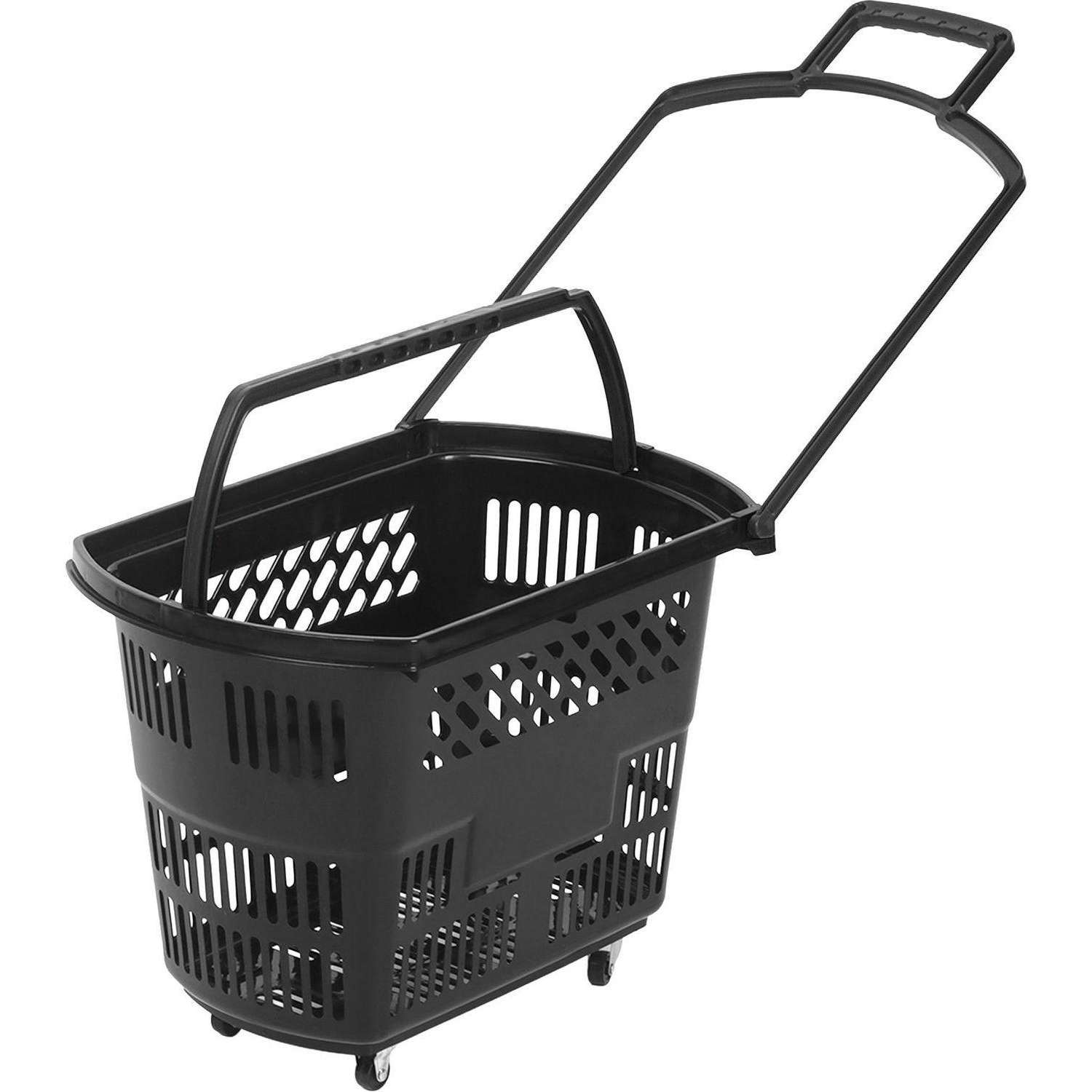 Корзина-тележка REK_Комус Мебель B35C.ECO.BL.BL 35л черная с чер.руч