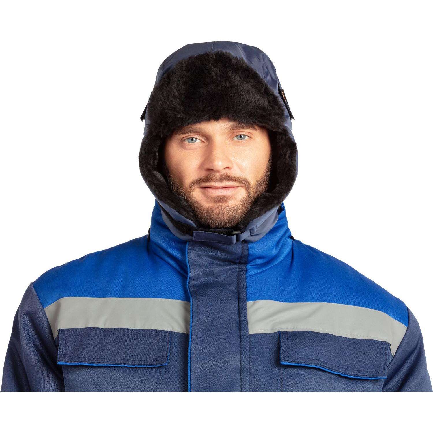 Шапка-ушанка зимняя с креплением для каски (Шап 572) т.син (р.60)