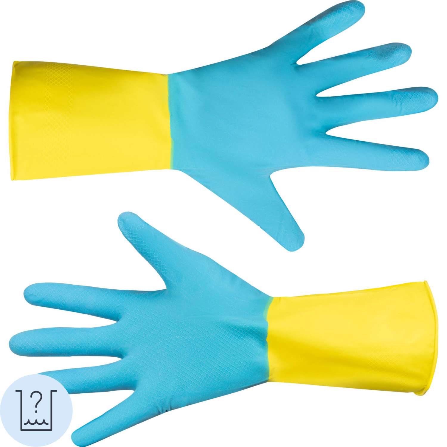 Перчатки хозяйственные Gloves Lux BICOLOR сине-желтые р.M
