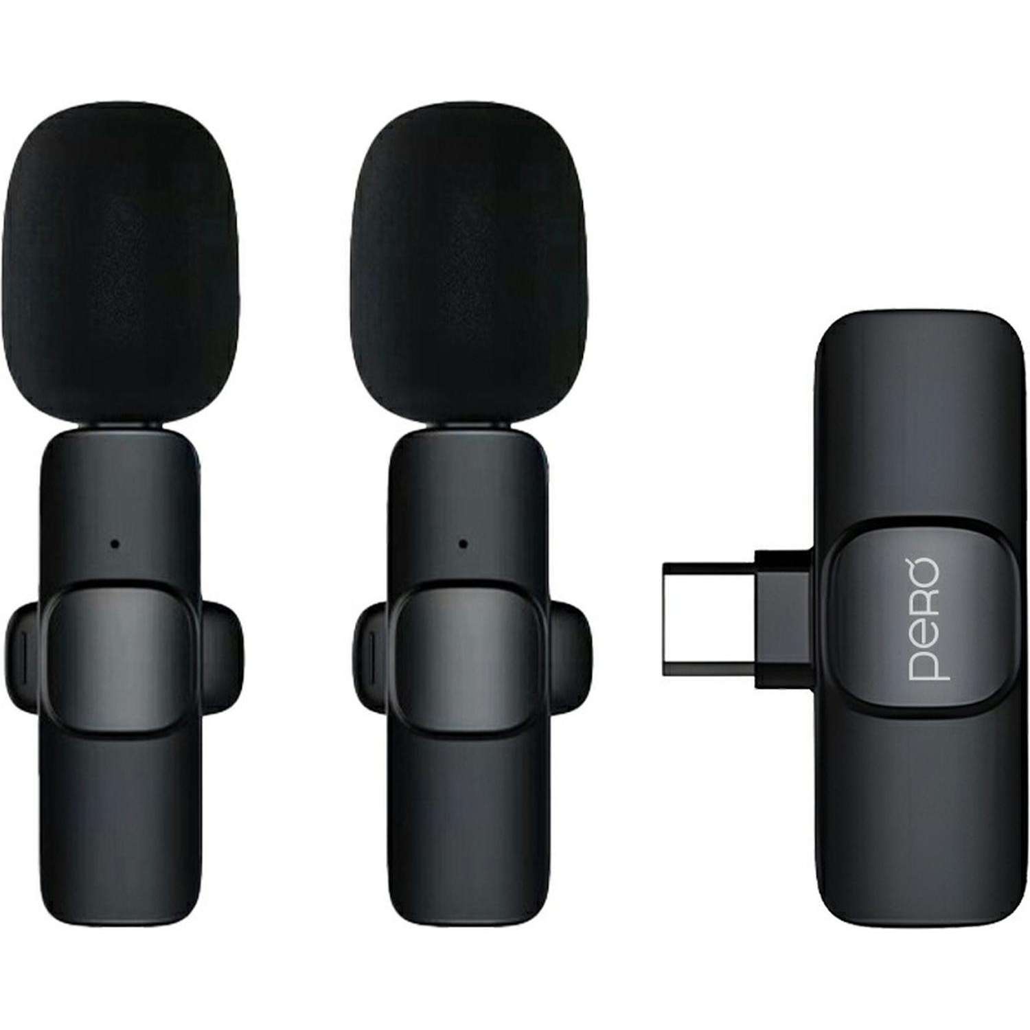 Набор радиомикрофонов Pero CM02, ресивер Type-C, черный