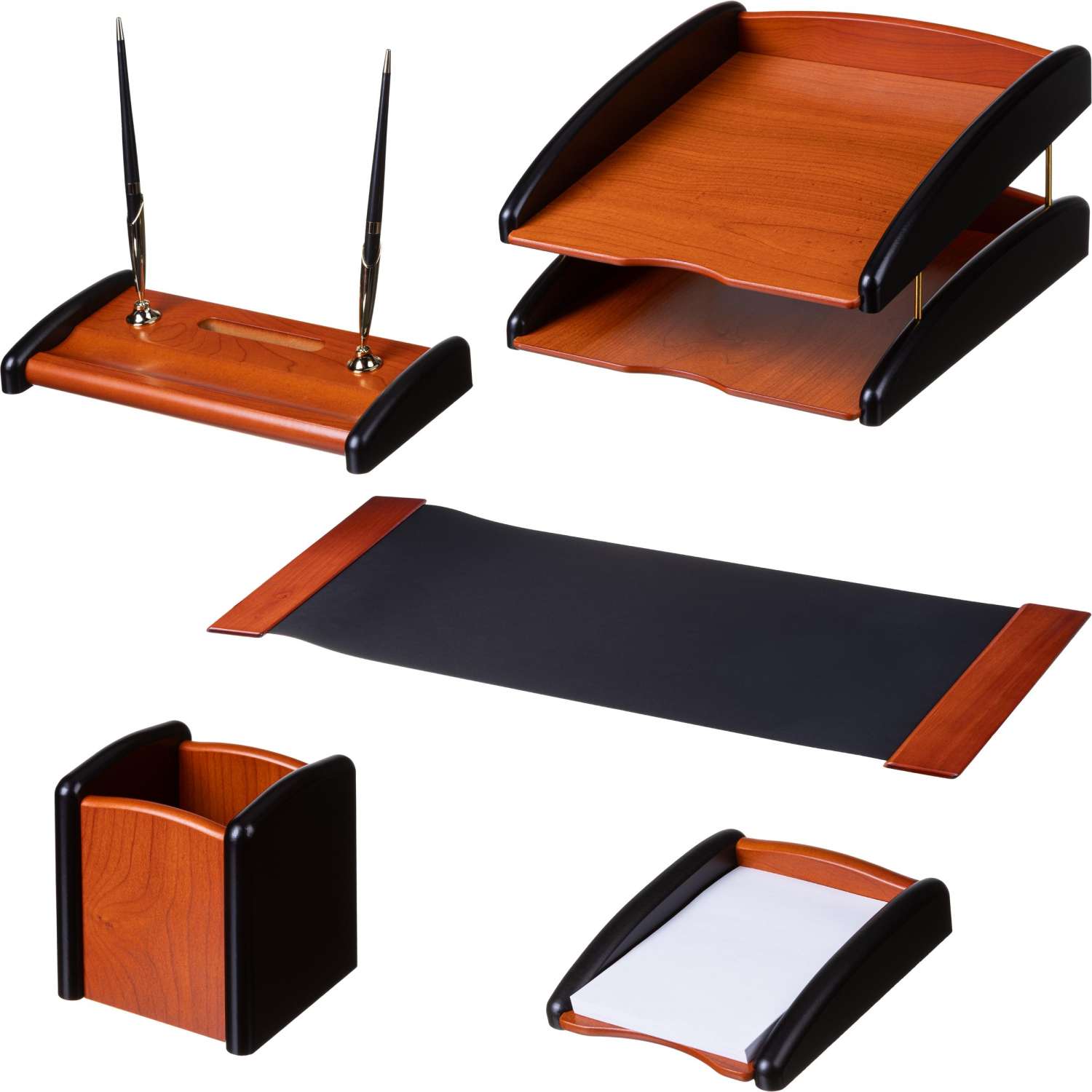 Набор настольный RS5M-3A на 5 предметов из МДФ, цвет: палисандровый/черный