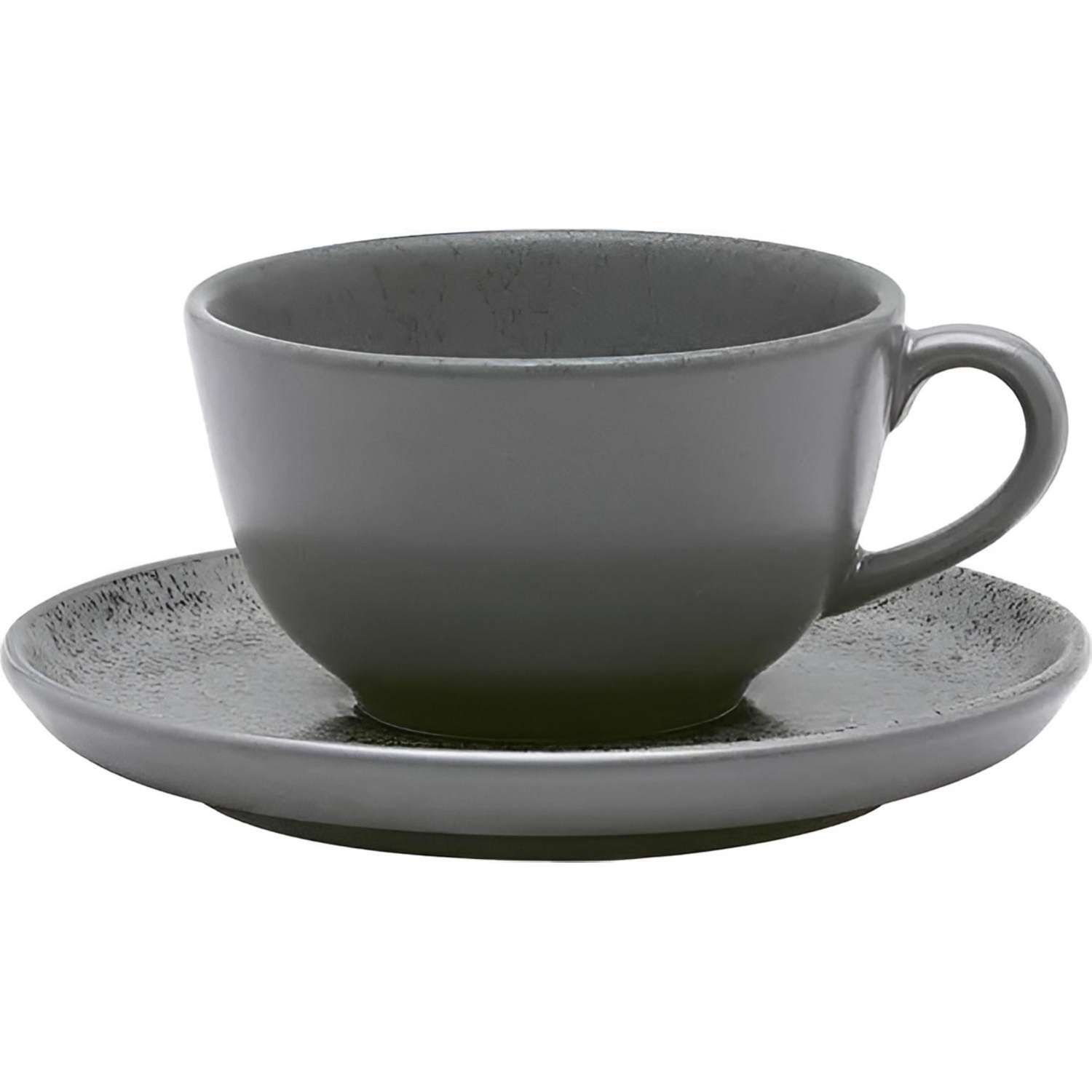 Чайная пара FLAT Shape GRAY(чаш-200мл,блюдце-14см)Oxford 136444, AO04-1C06