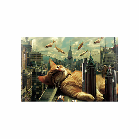 Папка-конверт с кнопкой ERICH KRAUSE "Big City Cats", A4, до 120 листов, непрозрачная, ассорти, 0,16