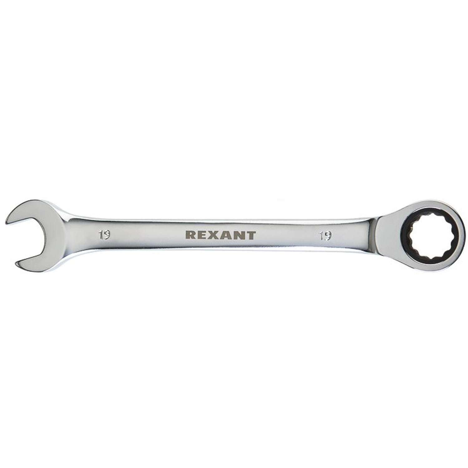 Ключ комбинированный трещоточный 19мм, CrV, зеркальн. хром REXANT 12-5813-1