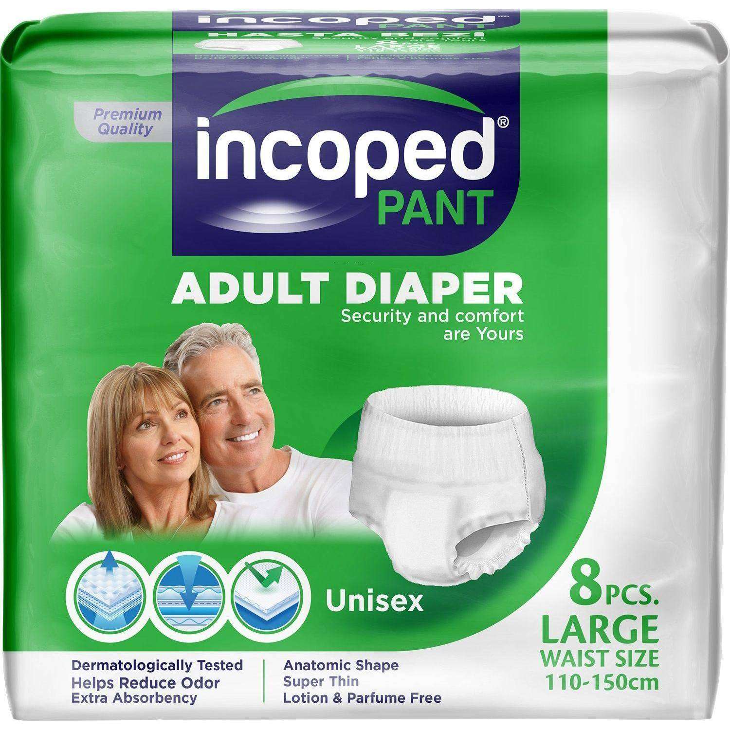 Трусы впитывающие для врослых, Large(L), Incoped 8шт/уп