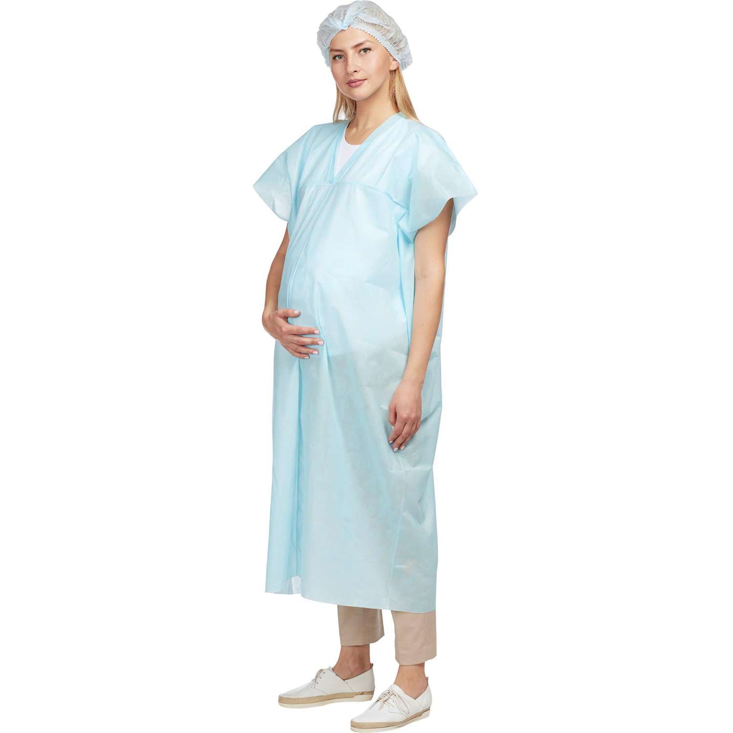 Рубашка н/с д/рожениц 110см голубой пл.42 р.52-54  Гекса