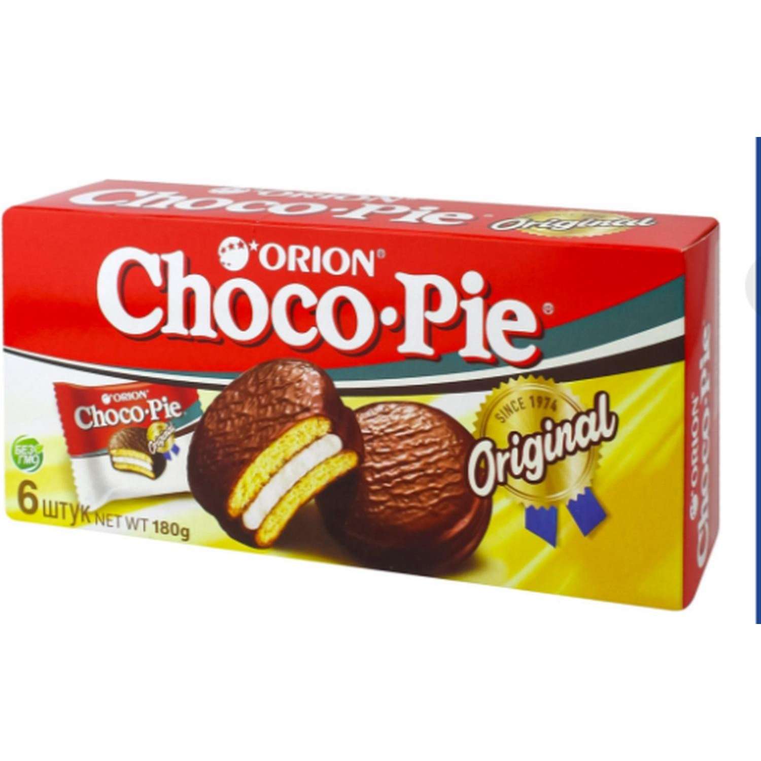 Пирожное Orion Choco Pie бисквитное в глазури, 180г
