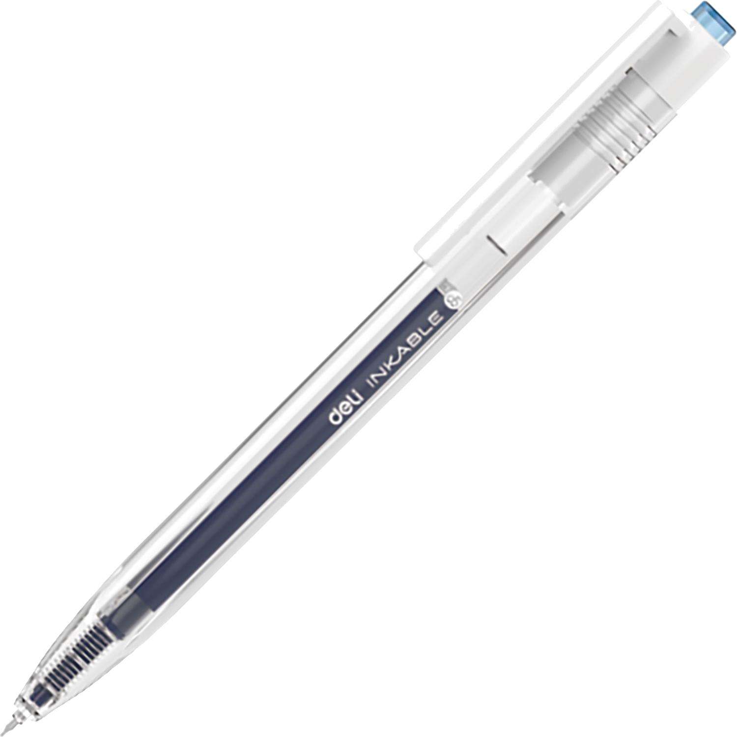 Ручка гелевая автомат. Deli INKABLE EG05S-BL,гибр.нак0,5,син быстросх,прозр
