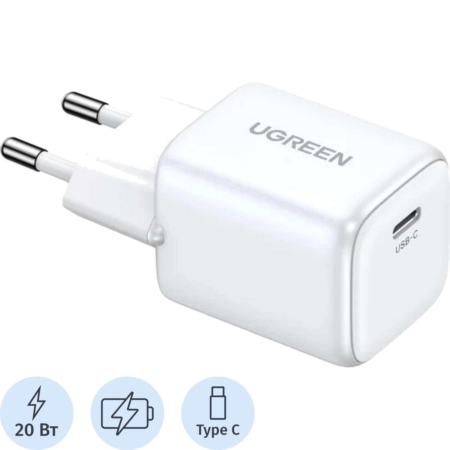 Зарядное устройство сет. UGREEN CD318 (15324)Nexode 20W USB-C PD GaN белый