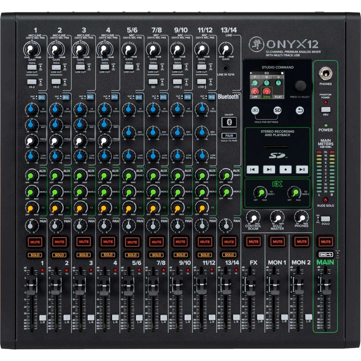 Микшерный пульт Mackie ONYX12, 12-кан. поканальн. запись, проц. эффект, USB