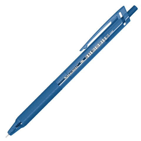 Ручка шариковая автоматическая с грипом BRAUBERG "CLASSIC", СИНЯЯ, пишущий узел 0,5 мм, линия письма