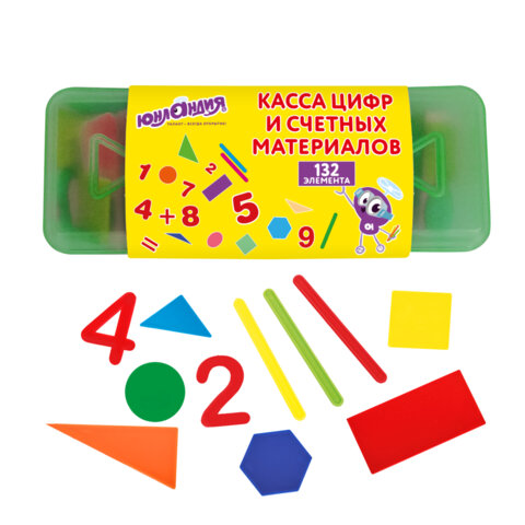 Набор счетных материалов мозаика, пенал, 132 элемента, ЮНЛАНДИЯ, 274055