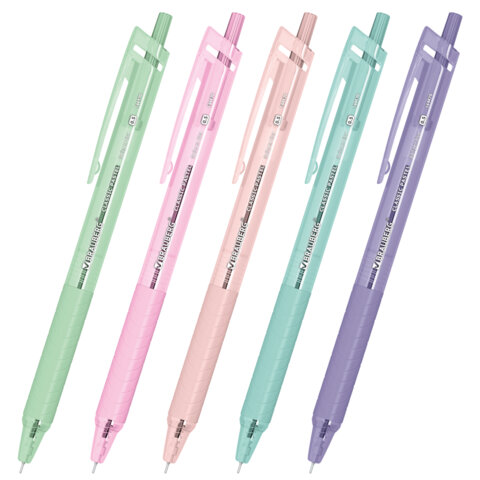 Ручки шариковые автоматические с грипом BRAUBERG "CLASSIC PASTEL", СИНИЕ, НАБОР 5 ШТ, пишущий узел 0